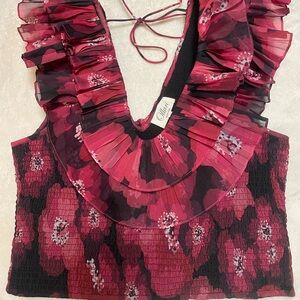 Pink Floral Ruffle Top